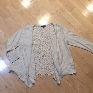 Cream AE cardigan with beautiful sheer lace back